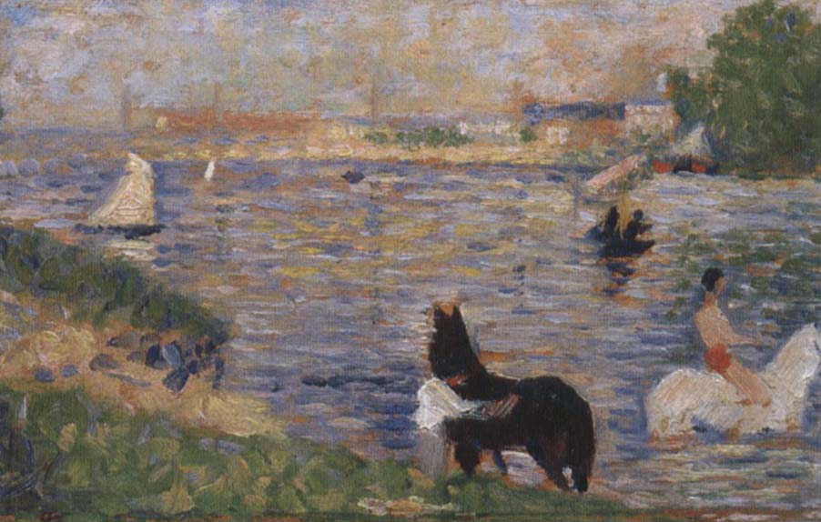 Georges Seurat Horses in the Seine
